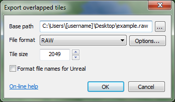 The 'export overlapped tiles' window.