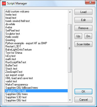 The script manager dialog.