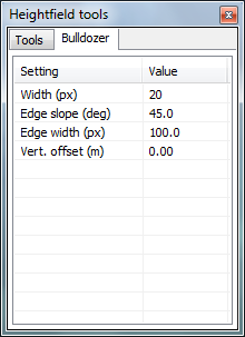 The new settings pane for the heightfield tool window. 
