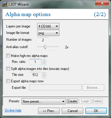 The 'alpha map options' wizard.