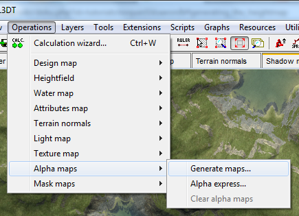 The alpha map menu option.