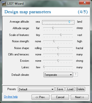 The 'design map parameters' wizard.