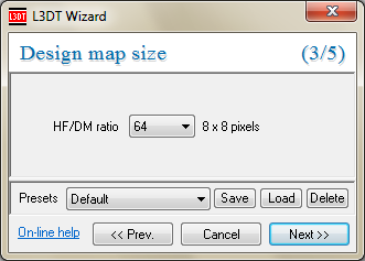 The 'design map size' wizard.