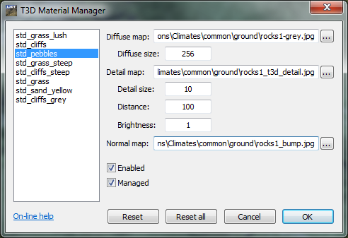 The 'T3D Material Manager' window.